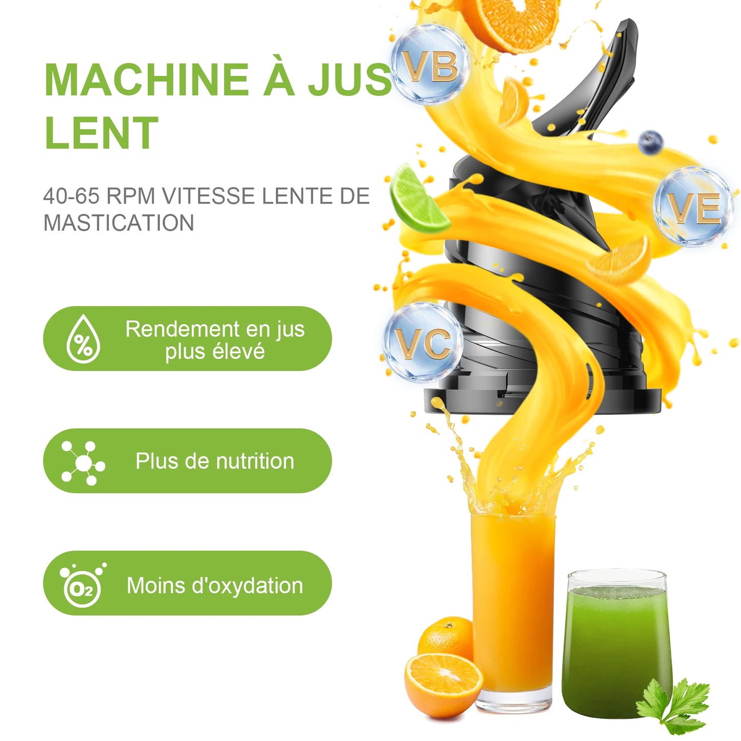 Extracteur de Jus Lent Biolomix SJ-023 – Grande Capacité &amp; Triple Filtre