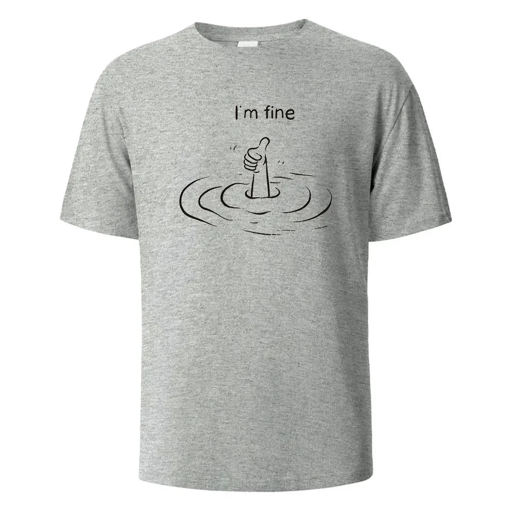T'm Fine T-shirt unisexe – 100% coton, oversize, décontracté et respirant pour été