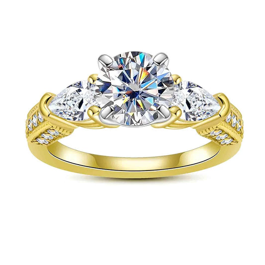 Bagues de fiançailles en argent regardé 925 Moissanite, trois charbons, alliance en diamant créée en laboratoire, 3 carats