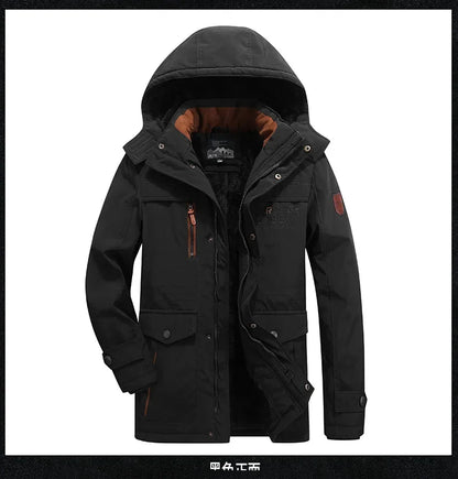 Veste longue polaire homme épaisse et chaude, style décontracté avec capuche amovible. Parfaite pour l’hiver ❄️. -10% pour les abonnés ParisPetitPrix.com !
