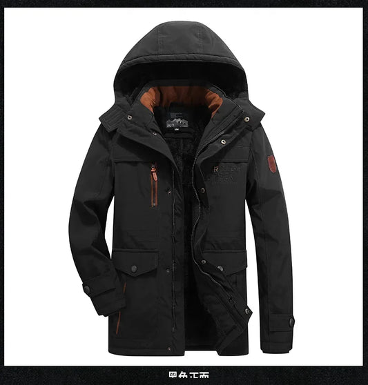 Veste longue polaire homme épaisse et chaude, style décontracté avec capuche amovible. Parfaite pour l’hiver ❄️. -10% pour les abonnés ParisPetitPrix.com !