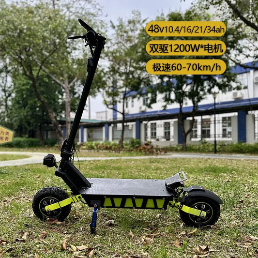 Scooter Électrique Tout-Terrain Pliable Double Entraînement 36V | 11” Pneus, 40-60 km Autonomie