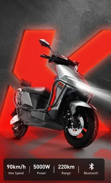 Scooter électrique T9 5000W | Style vintage, 90 km/h & autonomie 220 km