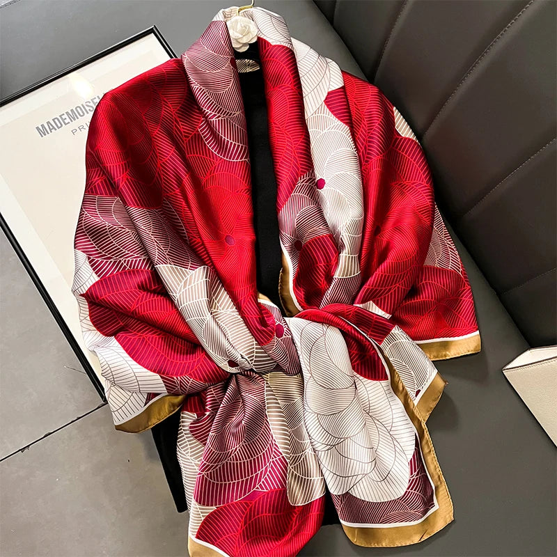 🧣 Foulard en Soie RUNMEIFA – Élégance d’Été & Style Luxe