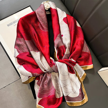 🧣 Foulard en Soie RUNMEIFA – Élégance d’Été & Style Luxe