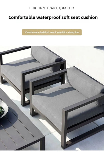 Canapé de cour en plein air européen, fauteuil en alliage d'aluminium, meubles de jardin de luxe, protection solaire, canapé étanche