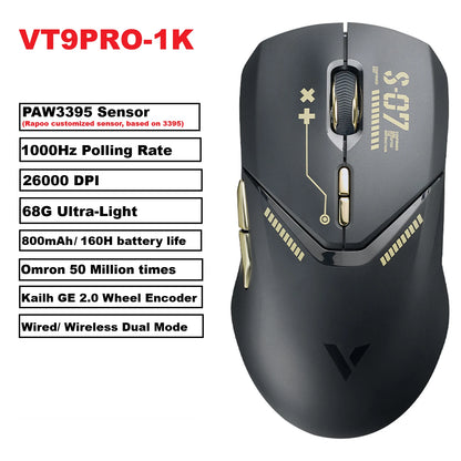 Rapoo VT9PRO – Souris de jeu sans fil légère 68g, 26000 DPI, autonomie 160H