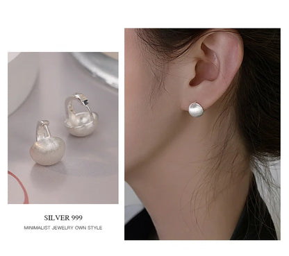 Boucles d'oreilles créoles géométriques coréennes en argent regardé 925, cadeau de bijoux sexy, simple, tempérament exquis, semi-vente chaude