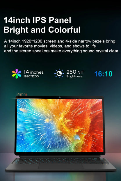 PC Portable 2-en-1 : Performance et Polyvalence avec l'écran tactile 1200P