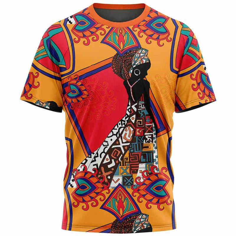 T-shirt Ethnique Tribal Dashiki – Impression 3D Africaine – Unisexe