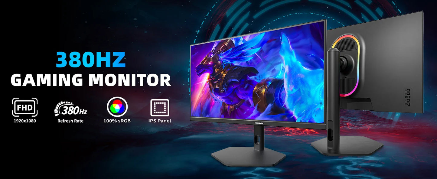 FYHXele 27 pouces 380Hz moniteur de jeu 1080P IPS 0.5ms GTG moniteur d'ordinateur moniteur Vertical réglable prise en charge FreeSync HDR VESA