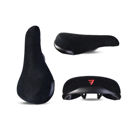 Funsea – Selle de vélo pour enfants en flanelle noire, logo brodé multicolore, confortable et résistante