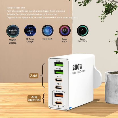 Xiaomi 200W charge Super rapide 6 ports USB C chargeur PD3.0 USB C Type C chargeur de téléphone portable pour iPhone 16 Samsung Xiaomi ipad