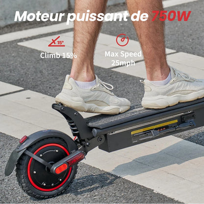 iScooter W8 – Scooter Électrique Adulte 750W, 48V 10.4Ah, Autonomie 60 km, Pliable – Pneus 9 Pouces