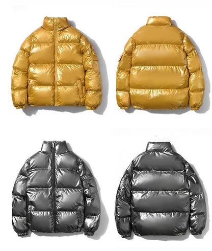 🧥 Veste Rembourrée Brillante pour Hommes – Parka Streetwear Hiver