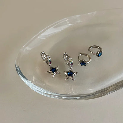 Boucles d'oreilles créoles étoile en argent Sterling 925, tempérament Simple incrusté de Zircon pour femmes, accessoires de bijoux de mariage
