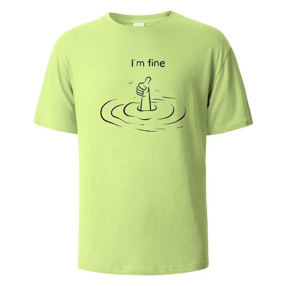T'm Fine T-shirt unisexe – 100% coton, oversize, décontracté et respirant pour été