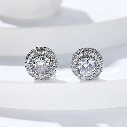 Boucles d'Oreilles de Luxe en Pierre Blanche pour Femme, Bijoux en Or et Argent, Breloque en Clip, pour Mariage