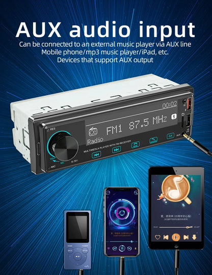 Autoradio BQCC 1DIN MP3 avec Radio DAB – Écran Tactile 2,5", Audio Puissant et Multi-Formats