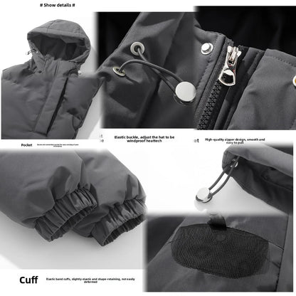 🧥 Doudoune Homme Hiver – Couleur Unie à Capuche (Édition Américaine)