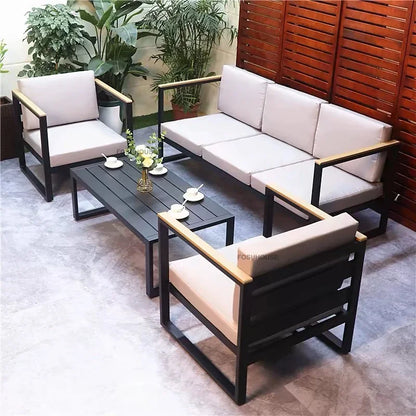 Canapé de cour en plein air européen, fauteuil en alliage d'aluminium, meubles de jardin de luxe, protection solaire, canapé étanche