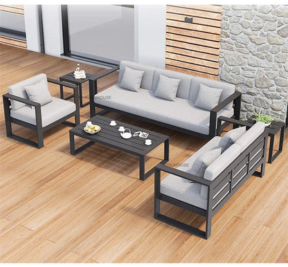 Canapé de cour en plein air européen, fauteuil en alliage d'aluminium, meubles de jardin de luxe, protection solaire, canapé étanche