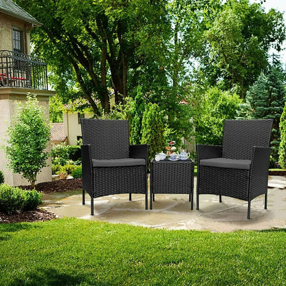 WUNICEF-Ensemble de canapé et bistrot de conversation en rotin, meubles d'extérieur, baume de jardin, table basse et 2 chaises, 3 pièces