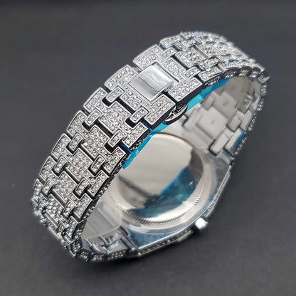 Quartz Watches For Men Octagonal Case Luxury Diamond Men's Watch With Big Zircon Bezel Fashion Hip Hop Hand Clock