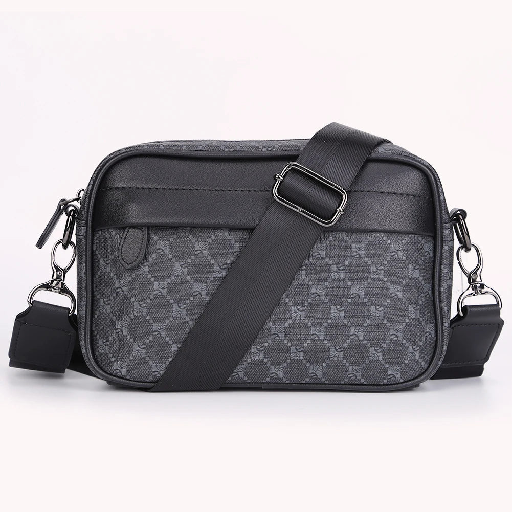 Sac à Épaule de Business Décontracté pour Hommes en Cuir PU Sac Messager à Large Sangle Sacs Bandoulière à Carreaux Plaid Designer Sacs à Bandoulière pour Hommes