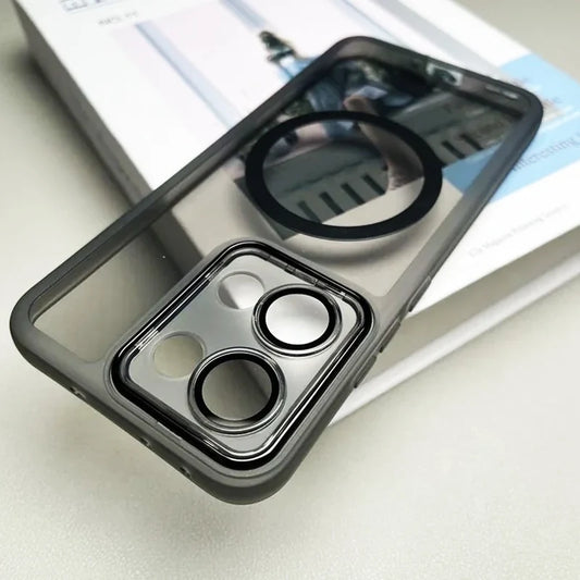 Coque Magnétique Silicone Mat – Compatible MagSafe, Anti-Dérapante et Ultra-Fine avec Dos Transparent pour iPhone