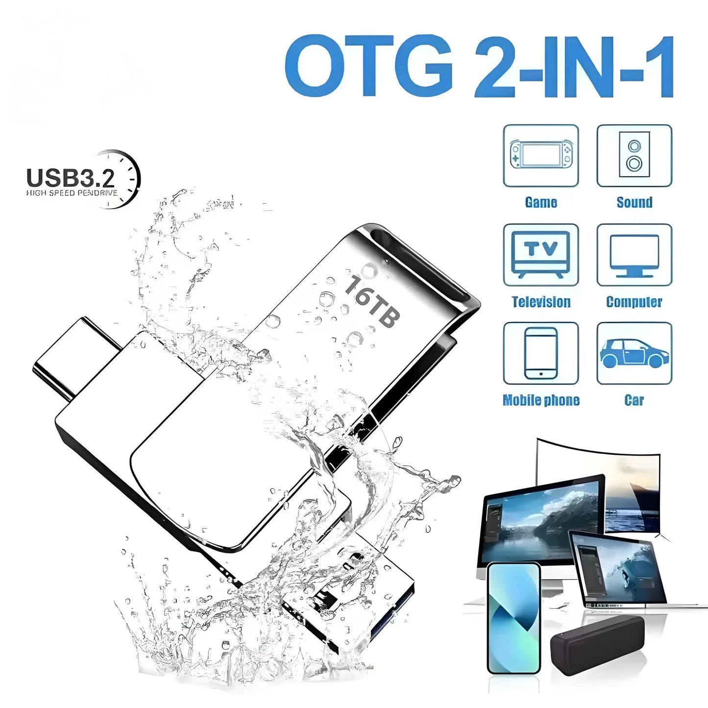 Xiaomi USB 3.2 16 to clé USB mémoire type-c 2-en-1 8 to 16 to OTG clé USB 4 to disque Flash haute vitesse 2 to pour ordinateur portable