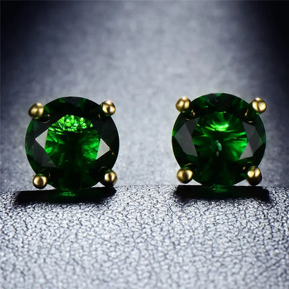 Boucles d'oreilles rondes en cristal pour femme, bijoux de mariage classiques, documents en or vintage, 4 broches, noir et violet