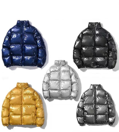 🧥 Veste Rembourrée Brillante pour Hommes – Parka Streetwear Hiver