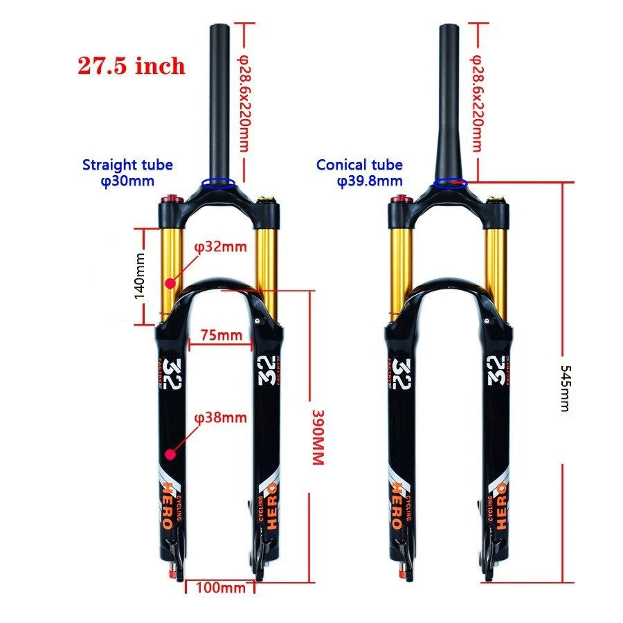 🚴♂️ Fourche à Air VTT en Alliage de Magnésium – Amortisseur de Rebond 140mm