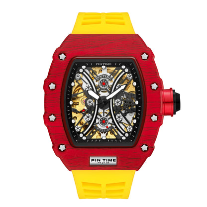 Famous Mechanical Man Watches Classic RM Luxury Design Automatic Visable Wristwatch 10 Color Causal Men Watch Rubber Strap Belt