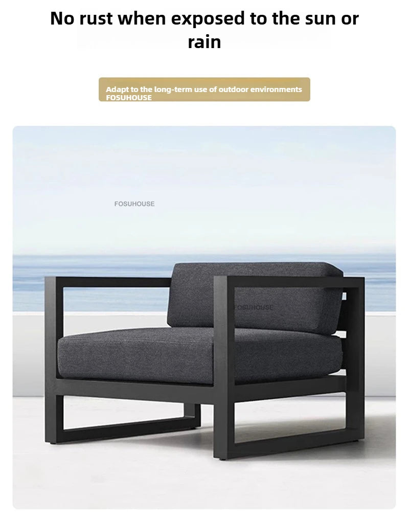 Canapé de cour en plein air européen, fauteuil en alliage d'aluminium, meubles de jardin de luxe, protection solaire, canapé étanche