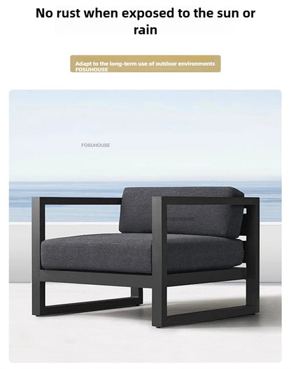Canapé de cour en plein air européen, fauteuil en alliage d'aluminium, meubles de jardin de luxe, protection solaire, canapé étanche