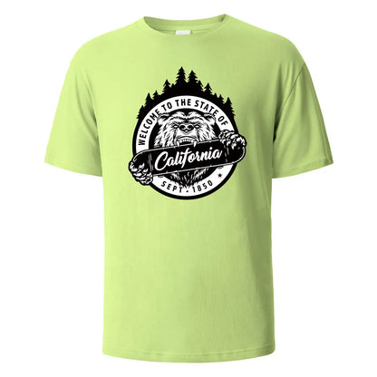 T-shirt californien 100% coton – Homme & femme, été, col rond, respirant et manches courtes