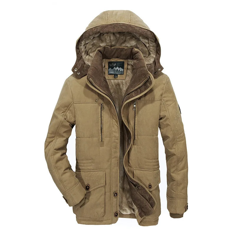 Bonne qualité mâle Fit manteaux d'hiver multi-poches Cargo vestes hommes longs manteaux d'hiver doudoune à capuche décontracté chaud Parkas 7XL