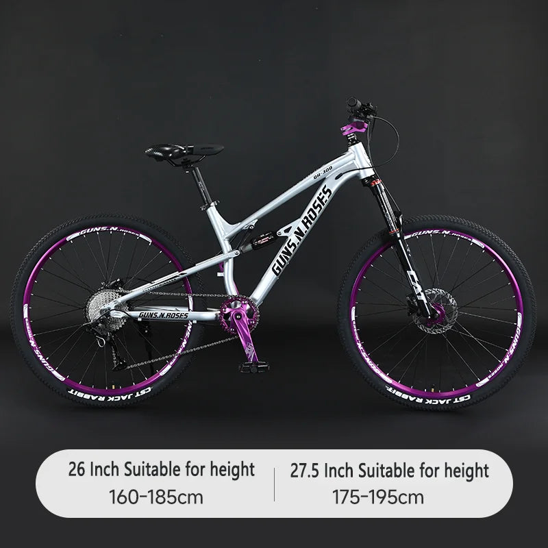 🚵 VTT 26"/27,5" 10 vitesses – Suspension pneumatique, cadre aluminium soft-tail