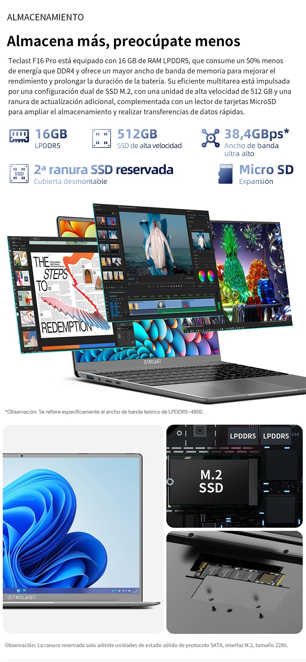 【Nouveau】 Ordinateur portable Teclast F16Pro 15,6" 1920X1080, 12 Go / 16 Go de Ram, 256 Go / 512 Go Rom, clavier rétroéclairé, pour Intel N95, Mini-Hdmi
