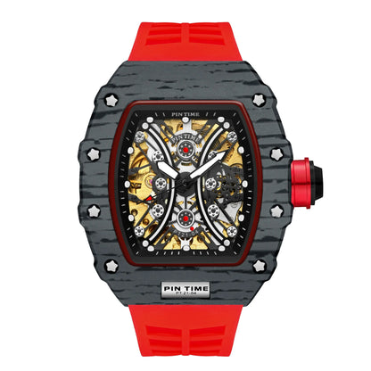 Famous Mechanical Man Watches Classic RM Luxury Design Automatic Visable Wristwatch 10 Color Causal Men Watch Rubber Strap Belt