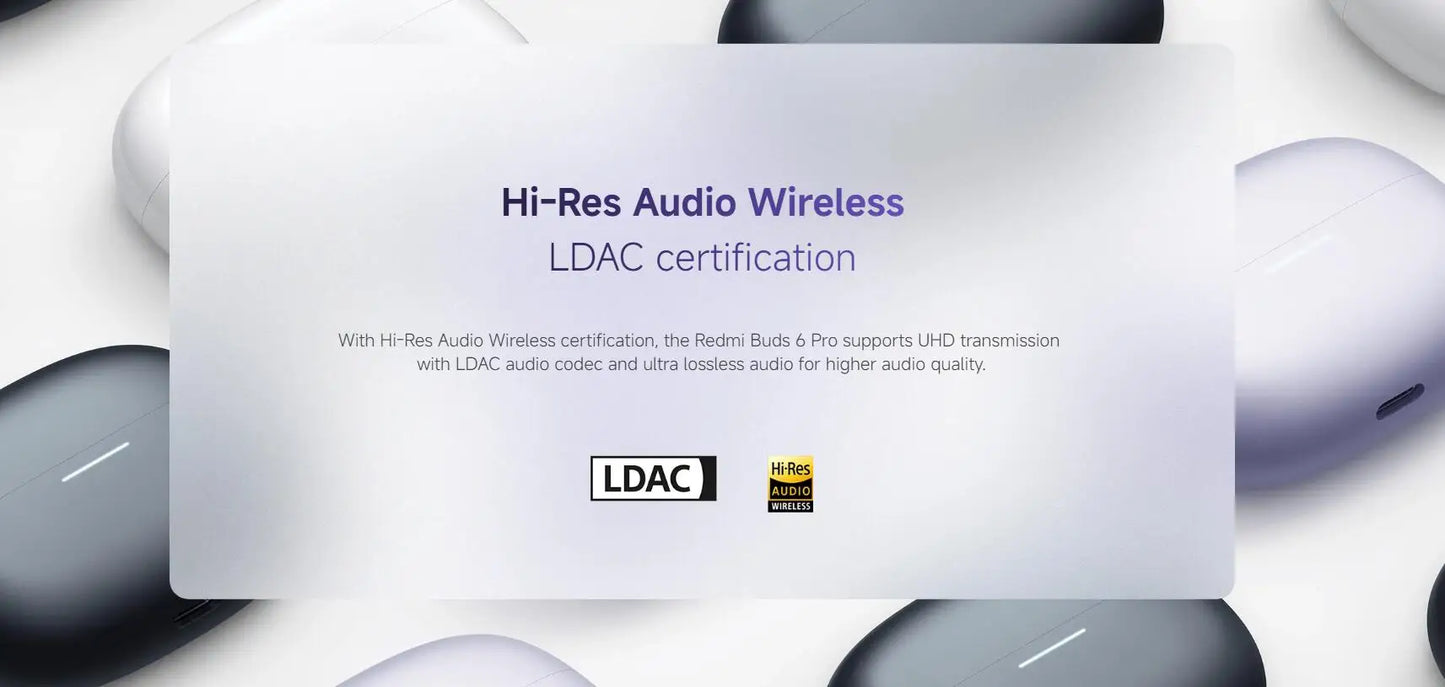 Xiaomi-Écouteurs Bluetooth sans fil Redmi Buds 6 Pro, audio haute résolution, AC satellite, suppression active du bruit 55dB, BT5.3, version globale