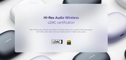 Xiaomi-Écouteurs Bluetooth sans fil Redmi Buds 6 Pro, audio haute résolution, AC satellite, suppression active du bruit 55dB, BT5.3, version globale