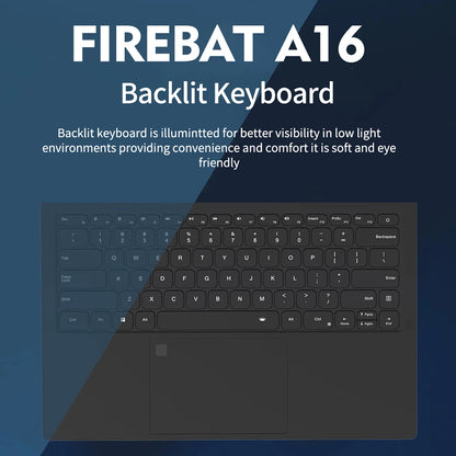 Firebat A16 – Ordinateur portable 16’’ IPS, Intel N5095, 16GB RAM, SSD 512GB, ultra-léger