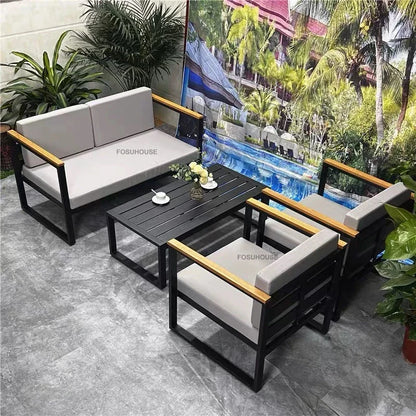 Canapé de cour en plein air européen, fauteuil en alliage d'aluminium, meubles de jardin de luxe, protection solaire, canapé étanche