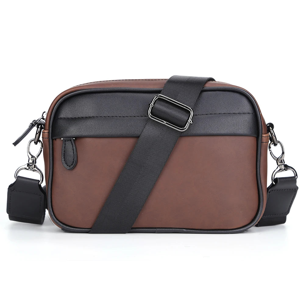 Sac à Épaule de Business Décontracté pour Hommes en Cuir PU Sac Messager à Large Sangle Sacs Bandoulière à Carreaux Plaid Designer Sacs à Bandoulière pour Hommes