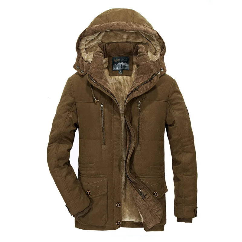 Bonne qualité mâle Fit manteaux d'hiver multi-poches Cargo vestes hommes longs manteaux d'hiver doudoune à capuche décontracté chaud Parkas 7XL