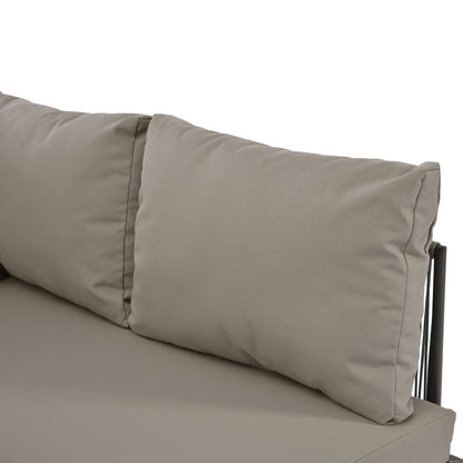 Canapé d'angle extérieur résistant aux intempéries, mobilier de patio extérieur, dormez 8, avec 2 tables et 4 sièges d'amour, coussins inclus