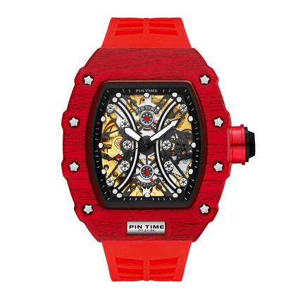 Famous Mechanical Man Watches Classic RM Luxury Design Automatic Visable Wristwatch 10 Color Causal Men Watch Rubber Strap Belt